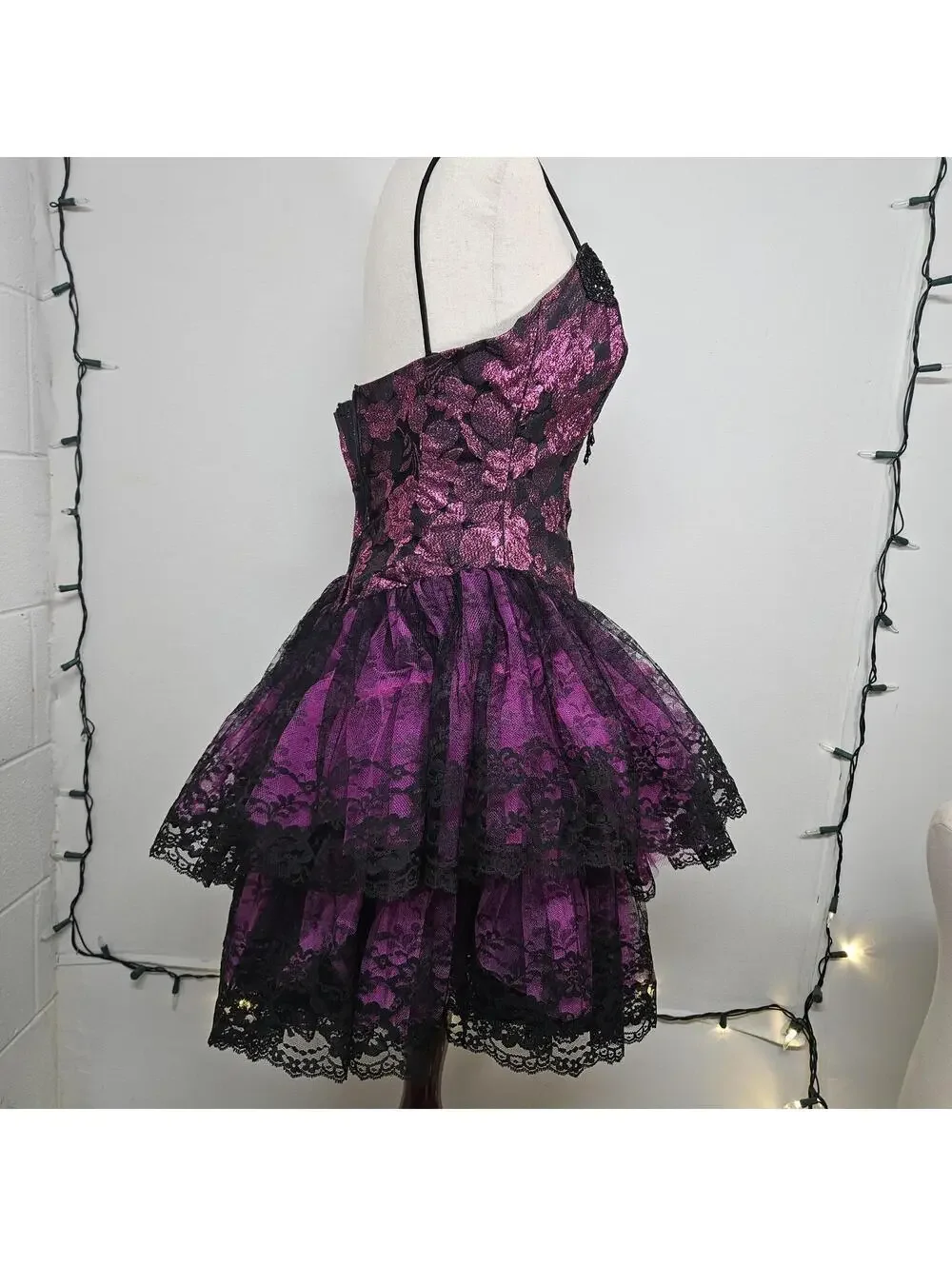 80s vintage goth short party dress from loralie size 4 - Picture 7 of 8